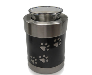 Black Tea Light Candle Holder & Urn H2 including cremation - for pets up to 10kg