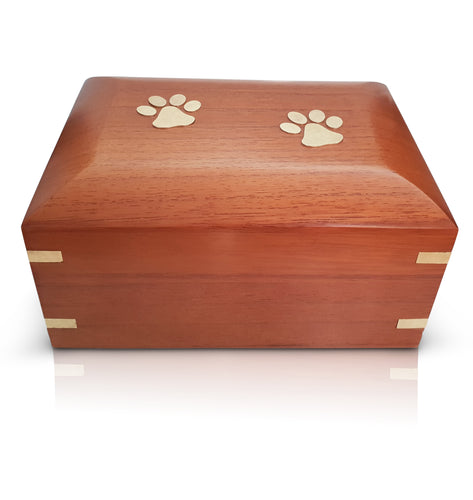 Paw Print Standard Wooden Urn B7 including cremation - for pets up to 40kg