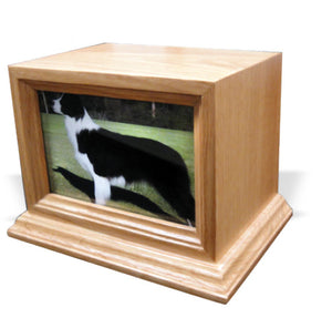 Superior Wooden Rectangle Urn with Frame S2 including cremation - for pets up to 40kg
